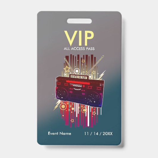 Aangepaste grijze teal-gradiënt VIP-pas voor evene Badge (Voorzijde)