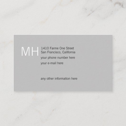 Aangepaste grijze Visitekaartjes (Achterkant)