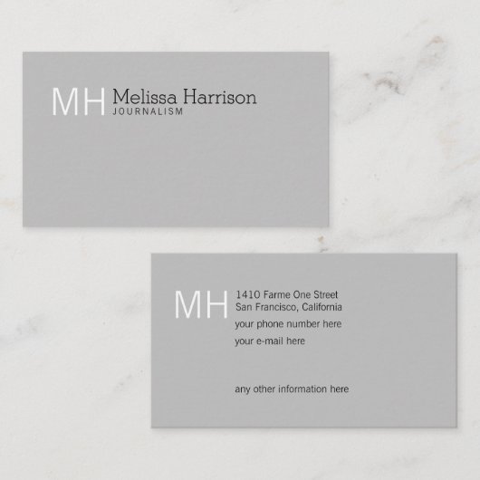 Aangepaste grijze Visitekaartjes (Voorkant / Achterkant)