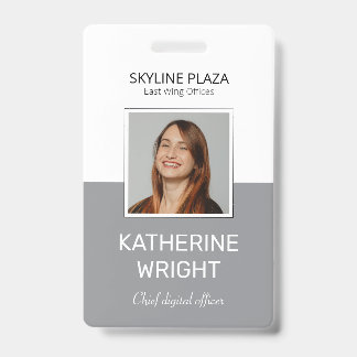 Aangepaste grijze werknemersfoto vierkante ID naam Badge