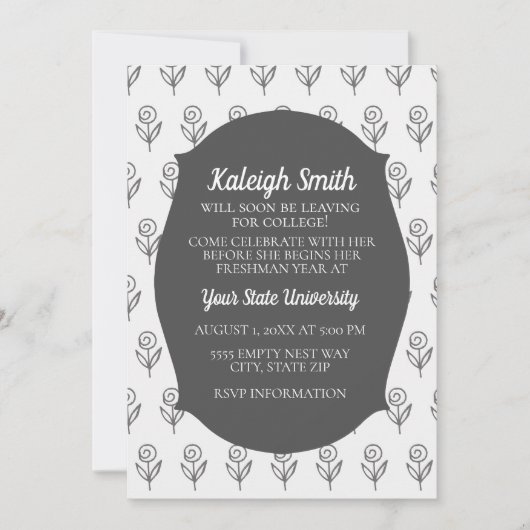 Aangepaste grijze witte bloemen College trunk Kaart (Voorkant)