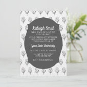 Aangepaste grijze witte bloemen College trunk Kaart (Staand voorkant)