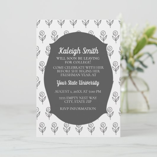 Aangepaste grijze witte bloemen College trunk Kaart (Staand voorkant)