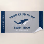 Aangepaste grijze zeemacht — zwemnaam strandlaken (Voorkant)