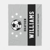 Aangepaste grijze zwarte witte voetbalspeler Naam Fleece Deken (Voorkant)