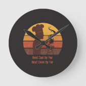 Aangepaste Grill Master Papa Retro Zonsondergang G Ronde Klok (Voorkant)