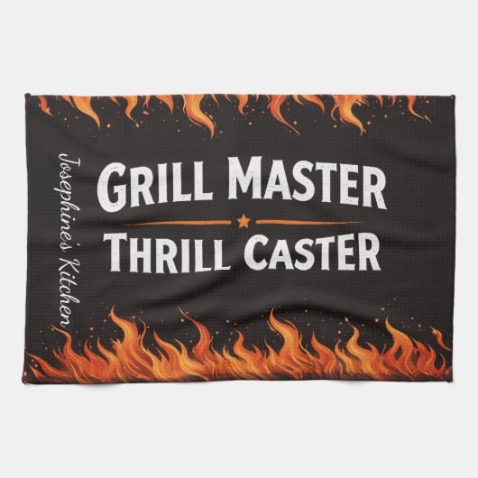 Aangepaste Grill Master Thrill Caster BBQ Fire Pap Theedoek (Horizontaal)