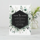 Aangepaste grillige bloemen salie groene bruiloft save the date (Staand voorkant)