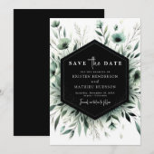 Aangepaste grillige bloemen salie groene bruiloft save the date (Voorkant / Achterkant)