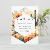 Aangepaste grillige Cactus bruiloft Save The Date (Staand voorkant)