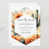 Aangepaste grillige Cactus bruiloft Save The Date (Voorkant / Achterkant)