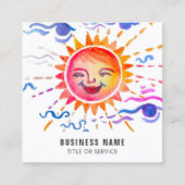 Aangepaste grillige heldere kleurrijke zon Waterve Vierkante Visitekaartje (Voorkant)