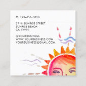 Aangepaste grillige heldere kleurrijke zon Waterve Vierkante Visitekaartje (Achterkant)