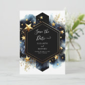 Aangepaste grillige hemelse bruiloft save the date (Staand voorkant)