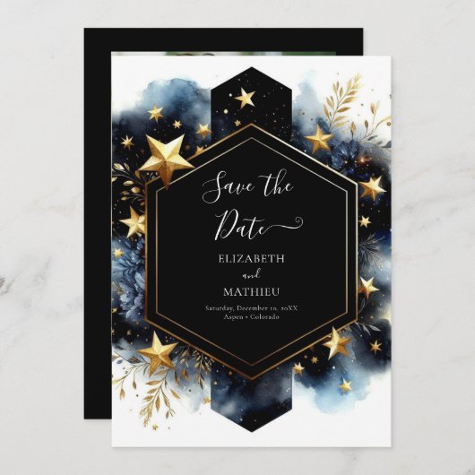 Aangepaste grillige hemelse bruiloft save the date (Voorkant / Achterkant)