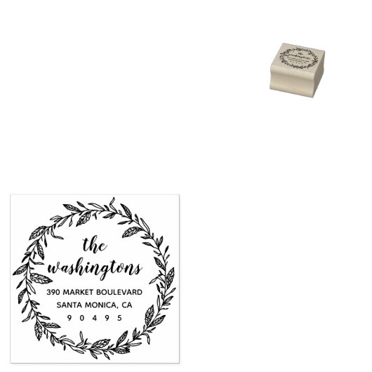 Aangepaste grillige laurel krans retour adres rubberstempel (Gestempeld)