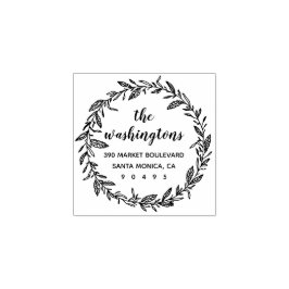 Aangepaste grillige laurel krans retour adres rubberstempel