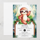 Aangepaste grillige luiaard verjaardag kaart (Voorkant / Achterkant)