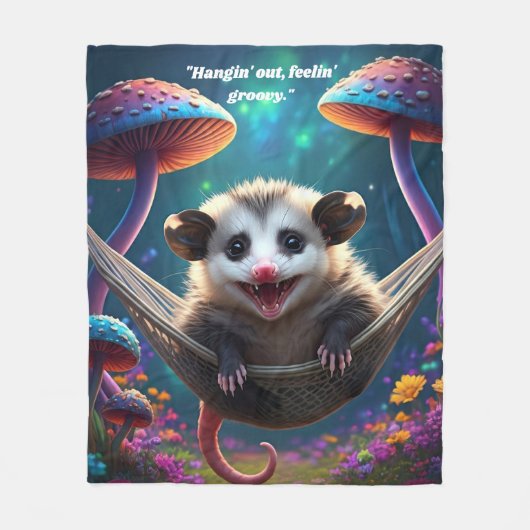 Aangepaste grillige Opossum Psychedelic Hippie Fleece Deken (Voorkant)