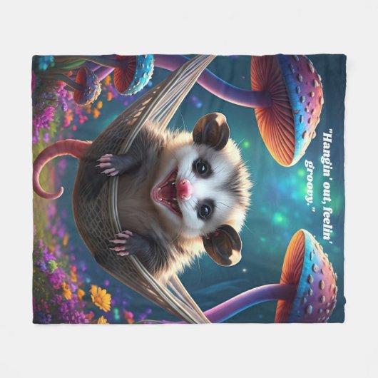 Aangepaste grillige Opossum Psychedelic Hippie Fleece Deken (Voorkant (Horizontaal))
