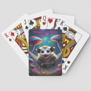 Aangepaste grillige Opossum Psychedelic Hippie Pokerkaarten