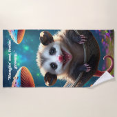 Aangepaste grillige Opossum Psychedelic Hippie Strandlaken (Voorkant)