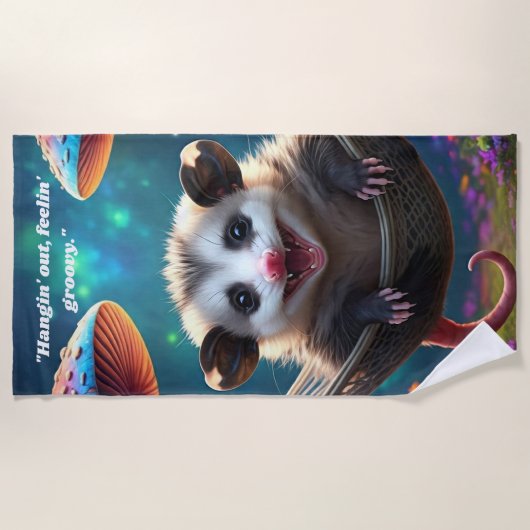Aangepaste grillige Opossum Psychedelic Hippie Strandlaken (Voorkant)