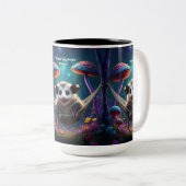 Aangepaste grillige Opossum Psychedelic Hippie Tweekleurige Koffiemok (Voorkant rechts)