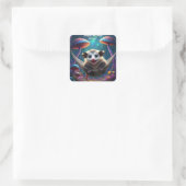Aangepaste grillige Opossum Psychedelic Hippie Vierkante Sticker (Tas)