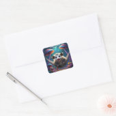 Aangepaste grillige Opossum Psychedelic Hippie Vierkante Sticker (Envelop)