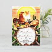 Aangepaste grillige Pastel Cowboy Baby shower Kaart (Staand voorkant)