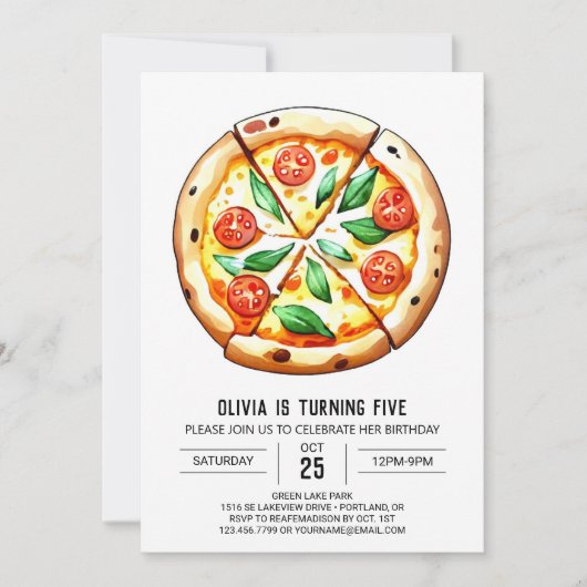 Aangepaste grillige pizza verjaardag kaart (Voorkant)
