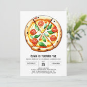 Aangepaste grillige pizza verjaardag kaart (Staand voorkant)