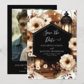 Aangepaste grillige rustieke bruiloft save the date (Voorkant / Achterkant)