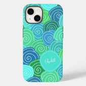 Aangepaste grillige Schattige blauw groen patroon Case-Mate iPhone Case (Achterkant)