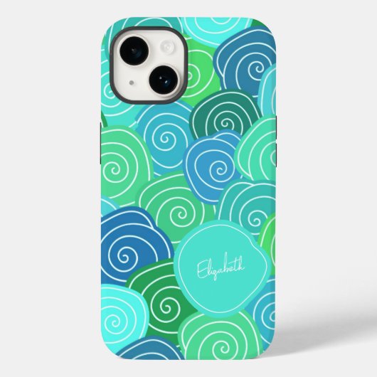 Aangepaste grillige Schattige blauw groen patroon Case-Mate iPhone Case (Achterkant)