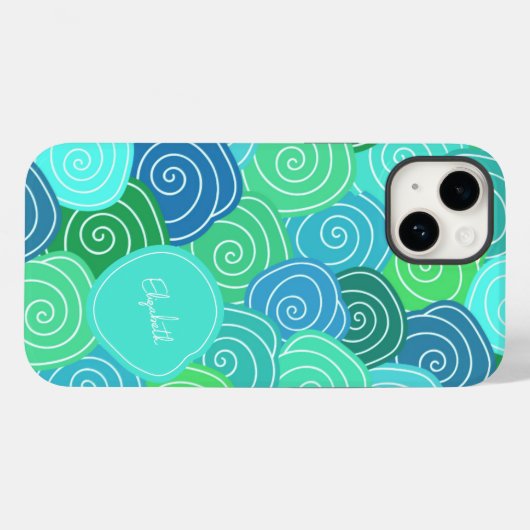 Aangepaste grillige  Schattige blauw groen patroon Case-Mate iPhone Case (Achterkant (horizontaal))