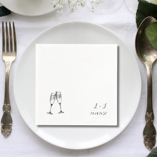 Aangepaste grillige wijnglazen Initialen bruiloft Servet