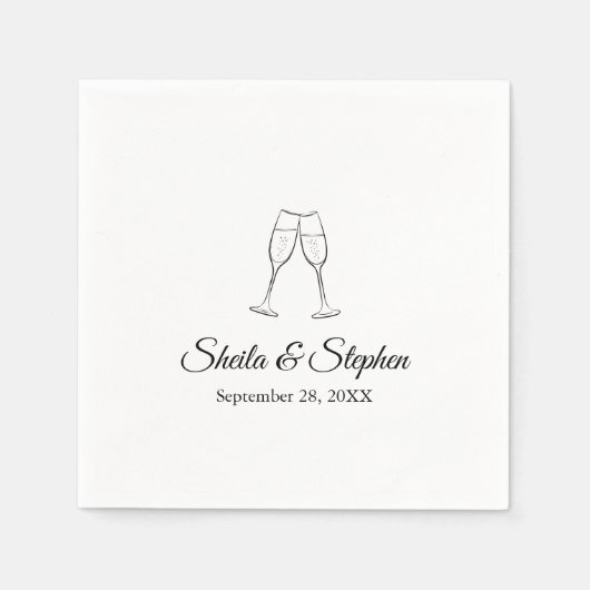 Aangepaste grillige wijnglazen juichen bruiloft servet (Voorkant)