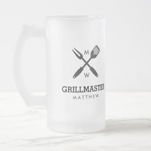 Aangepaste grillmaster-Mok Matglas Bierpul (Links)