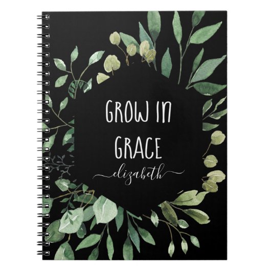 Aangepaste groei in Grace Waterverf Greenery Chris Notitieboek (Voorkant)