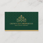 Aangepaste Groen en Goud Patroon Makelaar Visitekaartje (Voorkant)