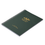 Aangepaste Groen Goud 3 Letter Monogram Business L Notitieboek (Linkerzijde)