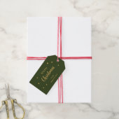 Aangepaste Groen & Goud Vrolijke Kerstmis Cadeaulabel (Met Touw)