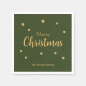 Aangepaste Groen & Goud Vrolijke Kerstmis Servet (Voorkant)