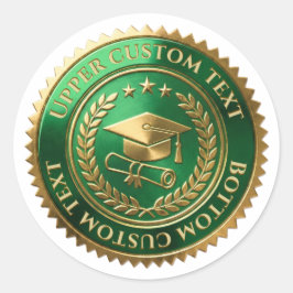 Aangepaste groen-gouden folie afstudeercertificaat ronde sticker