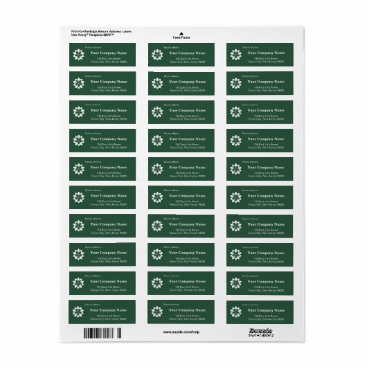 Aangepaste groen & wit bloemist winkel retouradres etiket (Full Sheet)