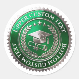 Aangepaste groen-zilveren folie afstudeerzegel ronde sticker