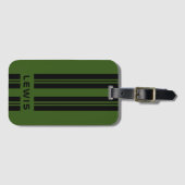 Aangepaste groene auto racing strepen gepersonalis bagagelabel (Voorkant (horizontaal))