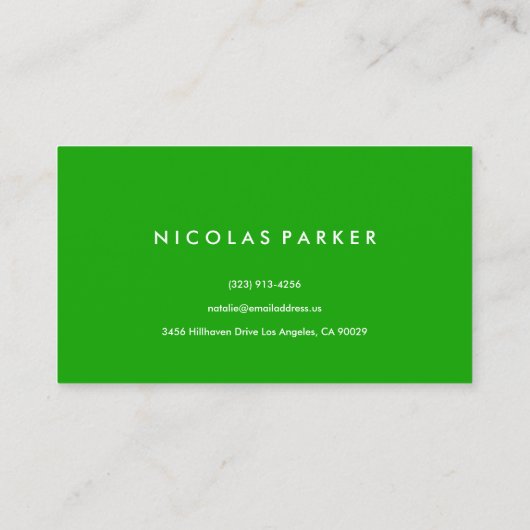 Aangepaste groene autoverf Modern Elegant Visitekaartje (Achterkant)